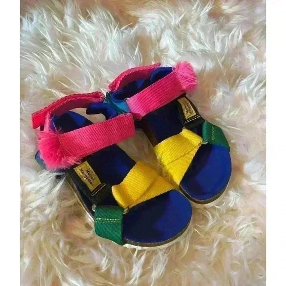 Maison Mangostan Strappy Sandals Kids Color Block Velcro Girls Sz 31 US 13.5 - Picture 1 of 8